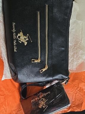 Beverly Hills Polo Club Black Crossbody Bag with Matching Wallet